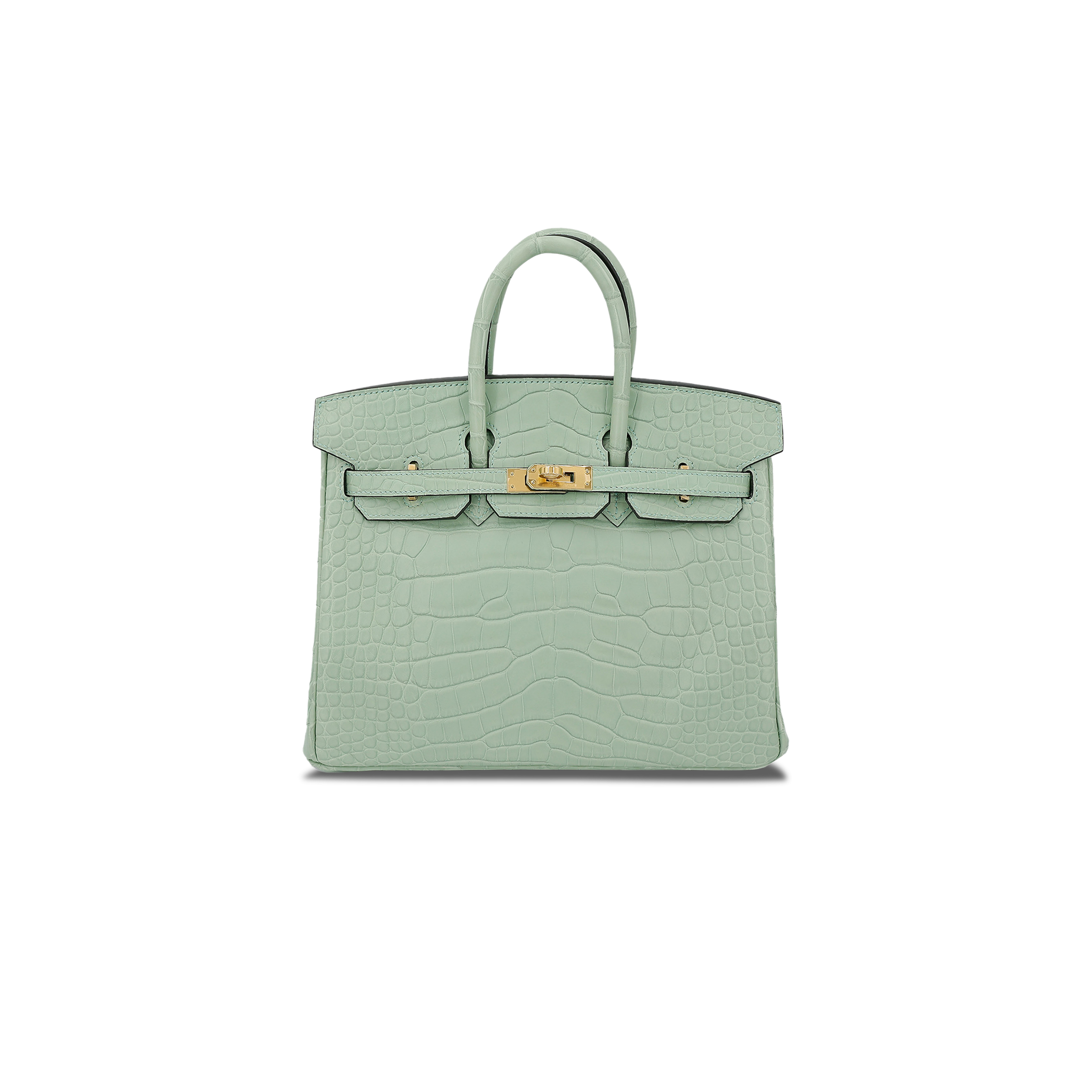 HERMES MASTER BIRKIN 25 MINT GREEN ALLIGATOR MATTE GOLD BUCKLE 7419337628 (25*19*13cm)